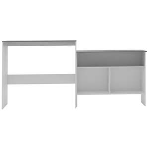 Mesa de Bar de Madera Sintética Blanca con Tablero Gris para Comedor, Ofrece Comodidad con Altura de Barra - Product Image 3