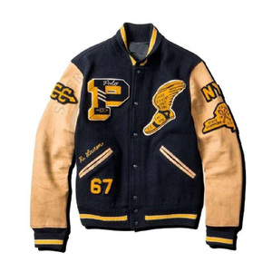 Veste universitaire pour homme, bleu et blanc, avec patch brodé, style preppy, coupe classique, pour l'automne - Product Image 5
