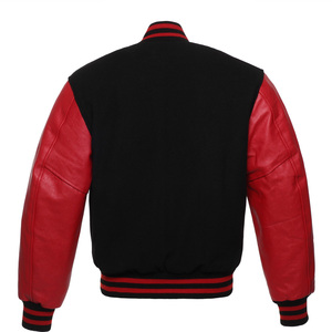 Chaqueta Bomber de Lana Premium OEM para Hombre, con Parches Varsity Bordados Personalizados, Mangas de Cuero Vacuno Auténtico, Diseño de Chaqueta Varsity Lettermen - Product Image 2