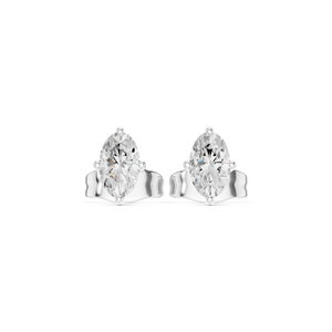 Boucles d'oreilles clous de luxe en or blanc 18 carats plaqué rhodium avec diamants ovales de laboratoire - Product Image 5