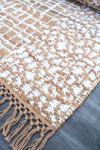 Tapis en jute classique artisanal HILTEX, tissage plat fin en fibres naturelles jacquard à motifs floraux pour extérieur - Product Image 4