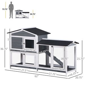 Moderna Conigliera di Lusso XL in Legno con Tetto Resistente alle Intemperie per Razze Grandi, Medie e Piccole - Product Image 3