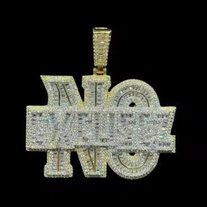 Colgante de Diamante de Moissanita VVS con Corte Redondo, Joyería Personalizada Iced Out Sin Excusas, Pasa Prueba de Diamante, Chapado en Plata - Product Image 3