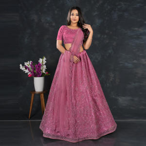 Conjunto de Lehenga Choli con bordado de lentejuelas en toda la prenda, falda acampanada de diseño, blusa elegante y dupatta, largo hasta el suelo, para graduación y baile de graduación - Product Image 3