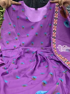 NEW Launching Designer Women's Salwar Kameez Embossed Heavy Muslin Fabric Modern Party Wear Look Collection Fullstitched Inner - Product Image 6