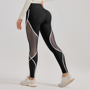 Leggings de Yoga de Cintura Alta para Mujer, Elásticos, con Bloques de Color, Malla Transpirable, Secado Rápido, Ligeros, de Longitud Completa - Product Image 5