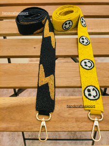 Correa de Hombro con Cuentas, Negra y Amarilla, con Diseño de Rayo y Rostro, Accesorio de Moda para Bolsos, Ligera, Ecológica y de Alta Calidad - Product Image 2