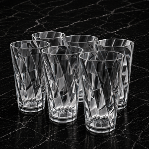 Twister <b>Glasses</b> <b>Plastic</b> 300ml Unbreakable Premium Quality Unisex Hand Wash Only Pack of 6 - Product Image 1