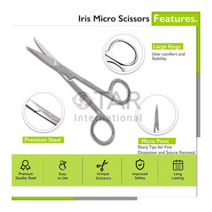 Ciseaux de micro-dissection à pointe fine, droits, de qualité chirurgicale, instruments médicaux pour médecins, infirmières, étudiants, usage éducatif - Product Image 6