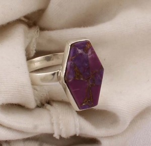 Natural Purple Copper Turquoise <b>Ring</b> 925 Sterling Silver Vintage Style Purple Composite Stone <b>Ring</b> for Women Handcrafted <b>Boho</b> - Product Image 1
