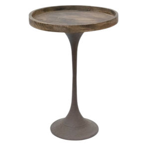 Base Redonda de Madera para Pastel con Pedestal de Metal, Exhibidor de Postres Rústico y Moderno para Bodas, Fiestas y Decoración del Hogar - Product Image 1