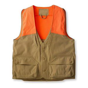 Chaleco con cuello en V para hombre, color naranja y caqui, con bolsillos, transpirable, de un solo botón, estilo casual de primavera - Product Image 1