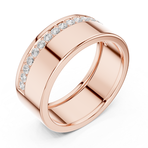 Rose Gold Lab Grown Diamond Channel <b>Set</b> Wide Band <b>Ring</b> for <b>Men</b> Wedding Anniversary Fine Jewelry - Product Image 2