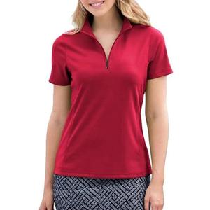 Women Vintage Short Sleeve <b>Zip</b> <b>up</b> for T Shirt Golf Activewear Spring Sports Casual Stylish Fashion Wear 100% Cotton Slim Fit - Product Image 5