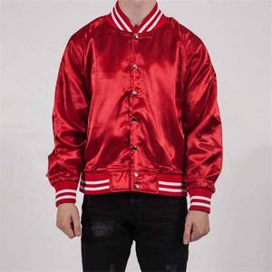 Chaqueta Varsity de Satén Estilo Atlético con Mangas Largas para Hombre, Cuello Alto, Chaqueta Bomber de Poliéster Satinado para Invierno, Venta al Por Mayor - Product Image 1