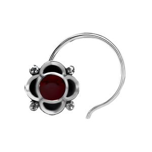Pendiente de Nariz con Engaste de Granate Redondo en Plata de Ley 925, Estilo Indio, para Mujeres y Niñas - Product Image 3