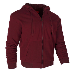Sweat-shirt à capuche zippé pour homme, couleur bordeaux, coupe classique, en molleton, manches longues, pour l'automne. - Product Image 3