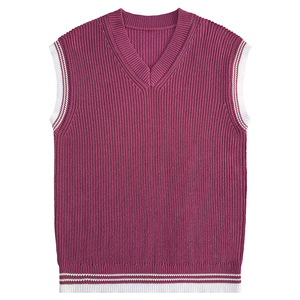 Gilet pull sans manches tricoté personnalisé pour homme, anti-rétrécissement, respirant, col en V, avec logo, pour printemps automne, OEM - Product Image 4