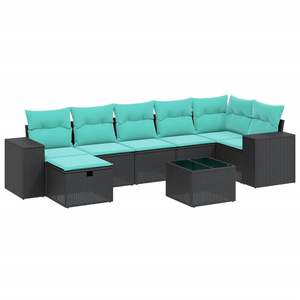 Set di Divani da Esterno in Polyrattan Nero Moderno con Cuscini, Arredamento per 8 Persone, Design Contemporaneo - Product Image 4