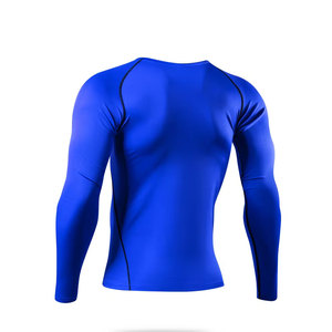 T-shirt de fitness à manches longues pour homme, coupe ajustée, anti-transpiration, très extensible, col rond - Product Image 2
