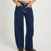 Jeans en denim droits pour femmes, respirants, avec nœud, style streetwear tendance, décontractés, OEM, fabricant exportateur de vêtements en gros