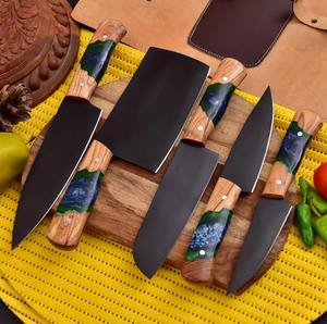 ชุดมีดเชฟเหล็กกล้าคาร์บอนสูง 5 ชิ้น LEGACY BLADES พร้อมด้ามไม้แบบใช้ได้ทั้งสองมือ ใบมีดตรงทนทาน - Product Image 3