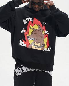 เสื้อฮู้ดดี้พิมพ์ลายพัฟฟ์แบบกำหนดเอง แบรนด์โลโก้สั่งทำได้ ไซส์พลัส ผ้าฝ้ายผสมโพลีเอสเตอร์ สำหรับผู้ชาย สไตล์ฮิปฮอป สตรีทแวร์ - Product Image 3