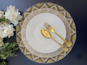 Eco Friendly Bohemian Design Polyester Cotton Beaded Placemat Durable Handmade Washable 300mm Diameter Premium Beads for Dining - Product Image 6