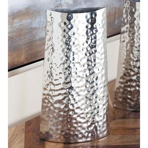 Vase en aluminium argenté avec glaçure transparente pour les passionnés de décoration intérieure moderne - Product Image 1