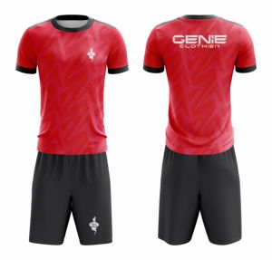 Maillot de football personnalisé avec logo imprimé sur le devant, fabriqué en usine, 100 % polyester, séchage rapide, manches courtes, dernier design - Product Image 1