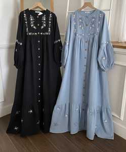 Colección Festiva Eid Stitch, conjunto de 2 piezas con bordado étnico de múltiples hilos, elegante vestido largo estilo occidental. - Product Image 5