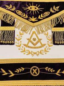 Delantal Masónico de Alta Calidad para Ex-Maestro Masón, Bordado a Mano con Hilo de Oro, Cuero Genuino, Pin de Seguridad, Personalizable, Regalia OEM - Product Image 5