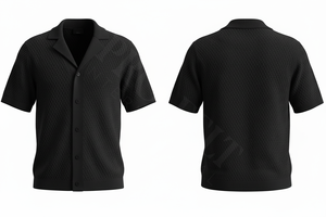 เสื้อเดรสแขนสั้นสำหรับผู้ชายเสื้อดีไซน์แบบถักระบายอากาศได้ดีทำจากผ้าฝ้ายสีล้วนทันสมัย - Product Image 2