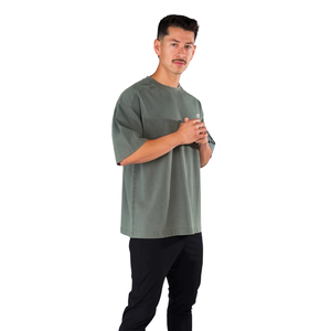 Camiseta de Manga Corta Gris Lavada para Hombre, Cómoda, de Algodón Premium, Informal, Moderna, para Gimnasio, Venta al Por Mayor - Product Image 3