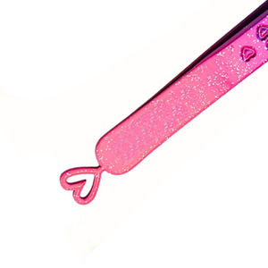 Pince à épiler professionnelle pour extensions de cils Denticulaire en acier inoxydable, dégradé rose-violet, 12 cm, certifiée CE Classe I, outils pour cils - Product Image 5