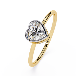 Bague de fiançailles et de mariage minimaliste pour femme en or jaune 18 carats avec diamant naturel en forme de cœur de 0,50 ct, sertie clos, certifiée IGI - Product Image 2