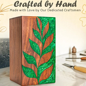 Wooden Urn with Tree Engraved Design Handmade Wooden Cremation for Ashes by AYAANS - Product Image 3