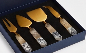 Golden <b>Cheese</b> <b>Knife</b> <b>Set</b> With stone Handle Metal Blade Dishwasher Safe Ideal For Kitchen And Parties Home And Cafe Use - Product Image 5