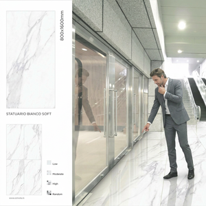 Baldosas de Porcelana de Mármol Blanco Italiano Statuario Bianco de 800x1600 mm, Resistentes a los Ácidos y Antideslizantes, para Interiores de Villas de Lujo - Product Image 1