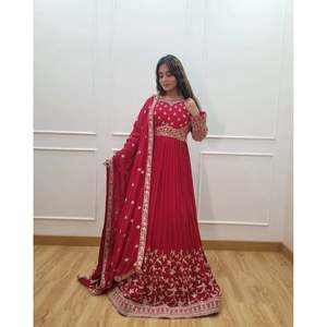 Hermoso Vestido de Fiesta con Corte en A y Dupatta, Elegante Silueta Pent - Product Image 3