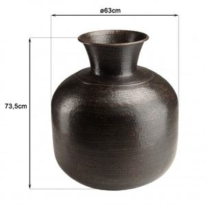 Vase de table en métal noir minimaliste, style distinctif, cadre naturel, fait main, hauteur 22 cm, avec design en anneau, pièce d'art décorative - Product Image 1
