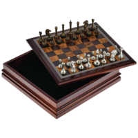 Jeu d'échecs en bois pliable fait main, jeu de société portable, pièces Staunton, valise avec serrure en métal, jeu d'échecs en bois classique vintage