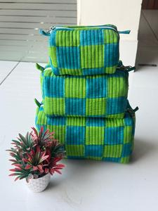 Bolsas de aseo acolchadas, juego de bolsas de cosméticos, estampado floral de algodón acolchado, bolsa de viaje ecológica, estampado floral con cremallera - Product Image 4