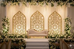 Mughal Inspired Elegant Detachable Wooden Mirror <b>Backdrop</b> <b>Frames</b> Customized Color London Designer Handmade Stage Dcor Factory - Product Image 5