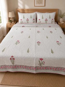 Ensemble de literie en coton imprimé à la main traditionnel de Jaipur |   Couette matelassée légère avec housses de coussin pour lit king size - Product Image 2