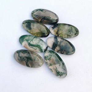 Venta al por mayor de piedras preciosas sueltas de ágata musgosa natural de grado AAA, en forma de cabujón ovalado grande de 8 mm con parte trasera plana, disponibles en todos los tamaños. - Product Image 4