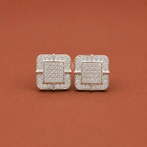 <b>Square</b> Moissanite <b>Diamond</b> Stud <b>Earrings</b> in 925 Sterling Silver Iced Out Fine Jewelry <b>Earrings</b> for Women - Product Image 2