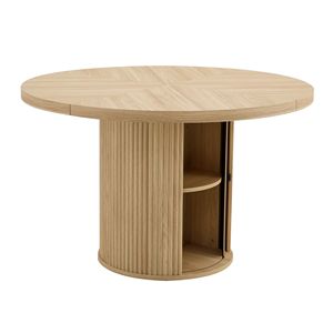 Tavolo da Pranzo Classico con Design a Colonna Romana in Legno Venato da 120 cm, Doppio Ripiano Contenitore per Uso in Officina - Product Image 1