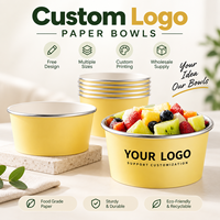 Bol en papier kraft blanc jetable, écologique, avec logo personnalisé, pour salade, soupe, gâteau, yaourt, emballage alimentaire