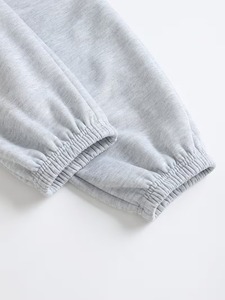 Pantalon de jogging unisexe gris clair en coton, couleur unie, taille à cordon, coupe ample, longueur intégrale, avec poches latérales, pour le printemps - Product Image 2